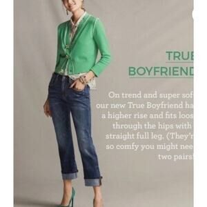 Cabi Womens True Boyfriend Jeans Blue Stretch Cuffed Hem Pocket Denim 6 #5494